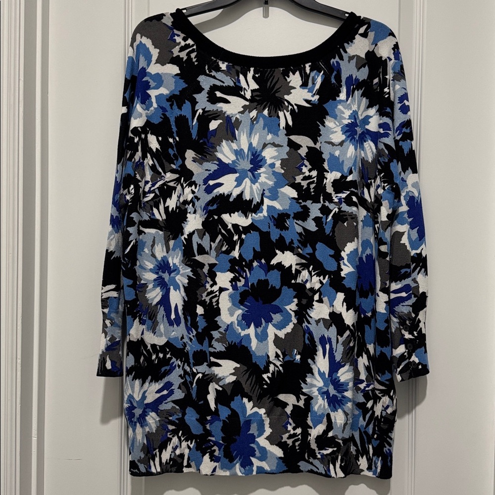 Lane Bryant Blue and Black Floral Cardigan 18/20 - Picture 4 of 4